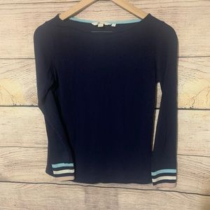 Boden Long Sleeve Breton - Navy Multi Cuff